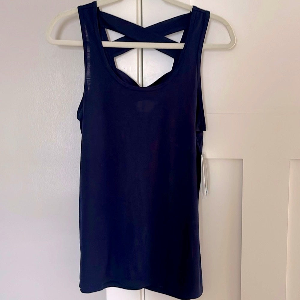 Gaiam Flow Studio to Street Tank Top Yoga Royal Blue Medium NWT